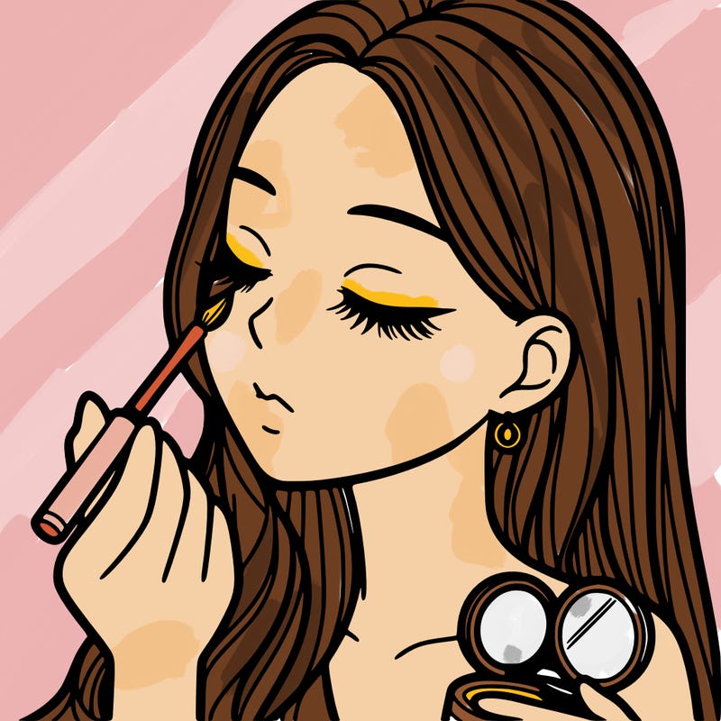 a girl doing her makeup realistic