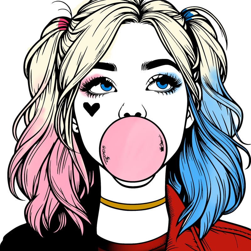realististic girl blowing bubble -gum