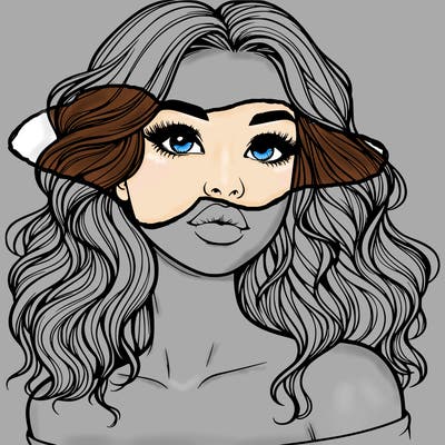 realistic girl with wavy hair and lips