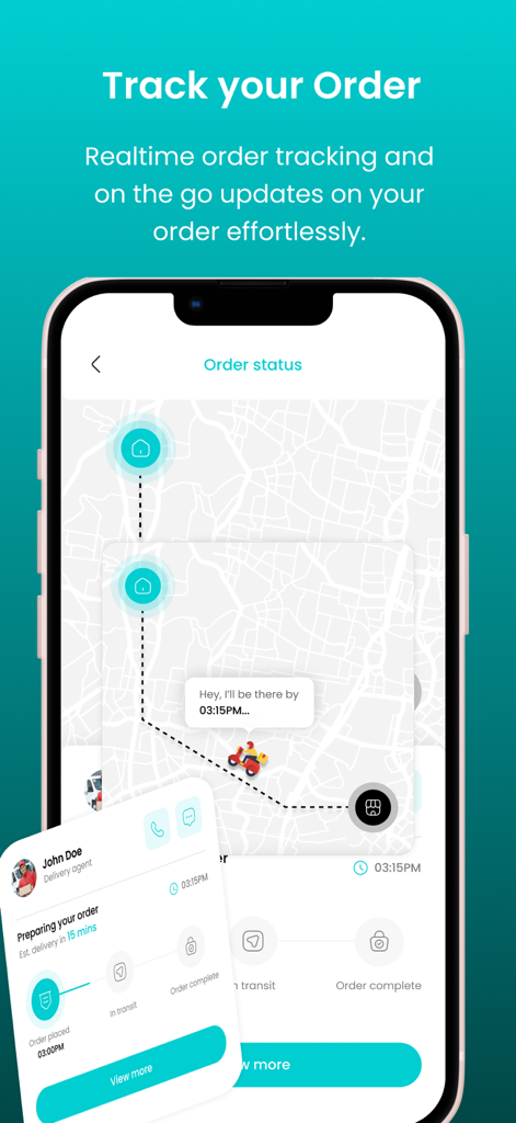 Famto:Food, Delivery, Shopping - Famto mobile app screen showing real time delivery tracking and order status on a map.