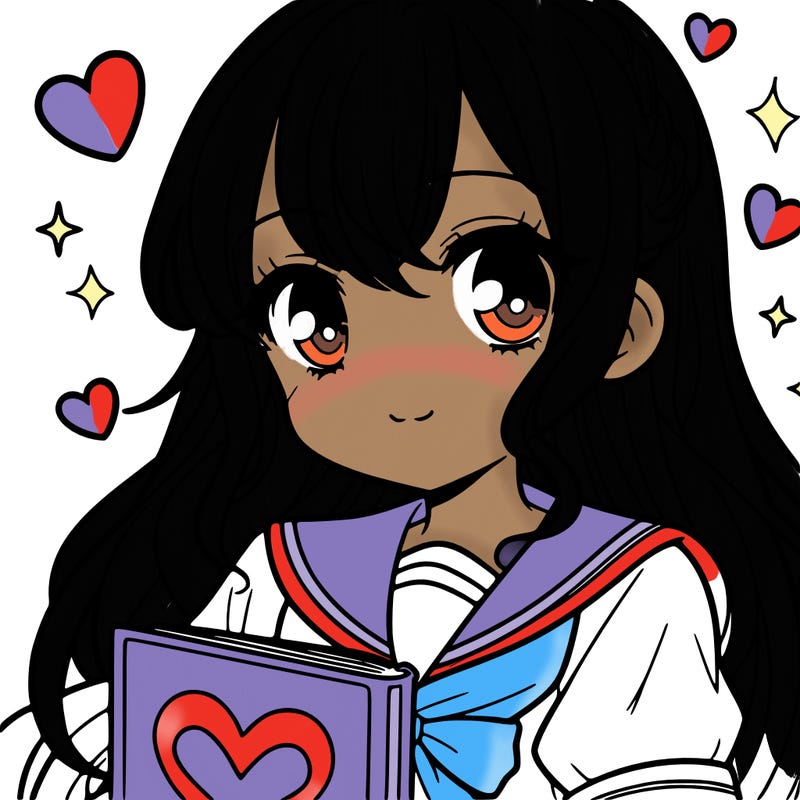 cute anime girl with a book