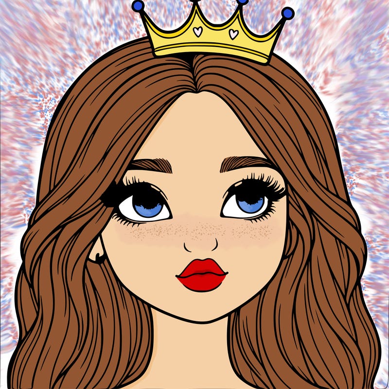 a realistic girl with a crown on