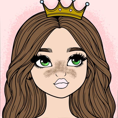 a realistic girl with a crown on