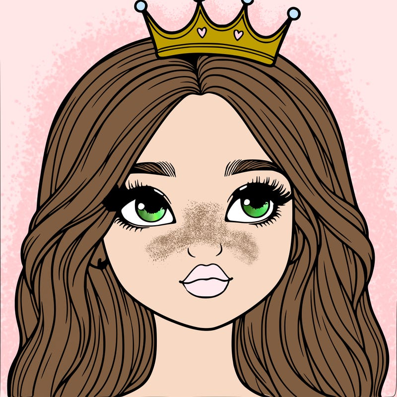a realistic girl with a crown on