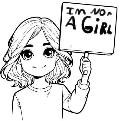 realistic girl holding up a sign