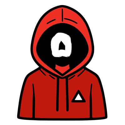 a person with non face waering a hoodie with a small triangle symbol