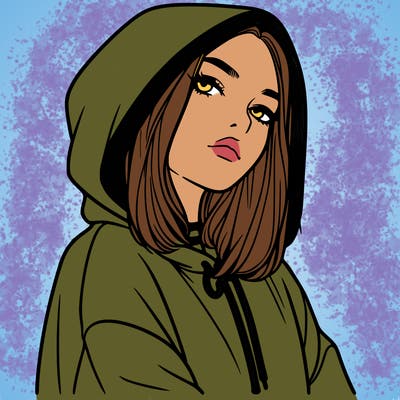 a realistic girl in a hoodie