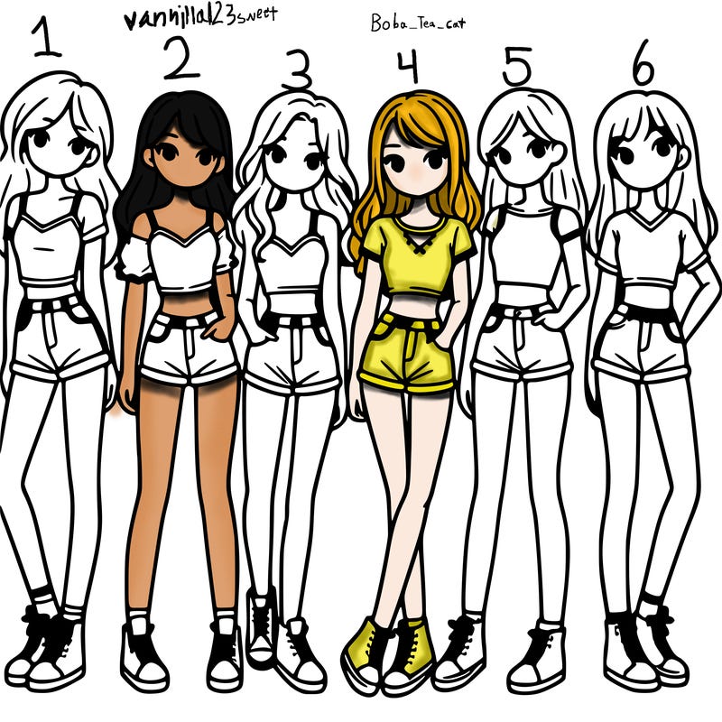 a group of girls wearing crop tops and shorts