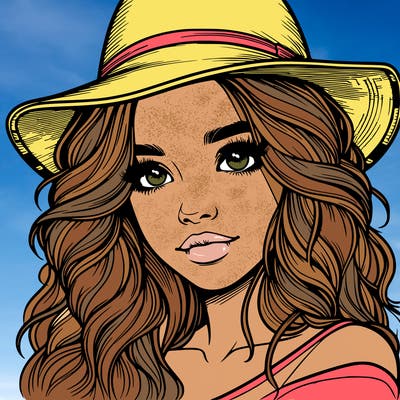 realistic girl with hat