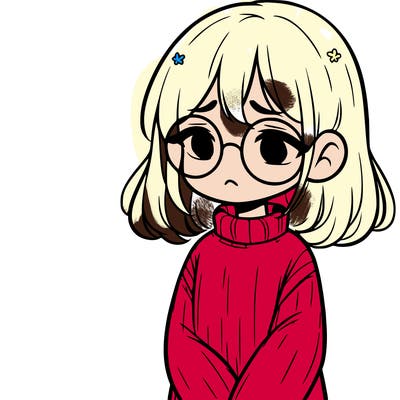 sad girl with glasses in a sweater