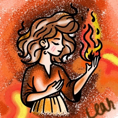 woman with fire