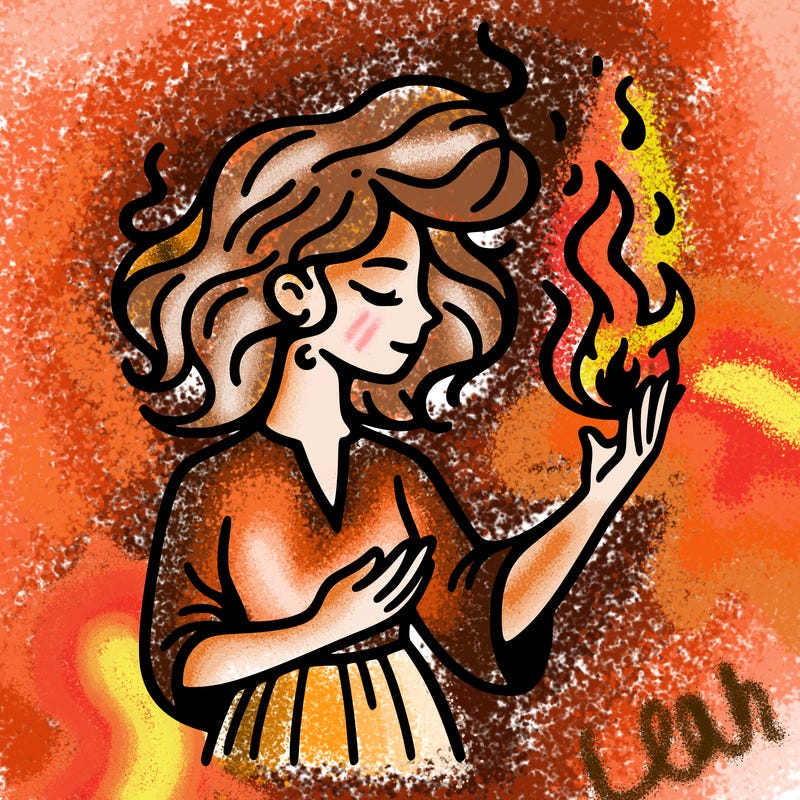 woman with fire