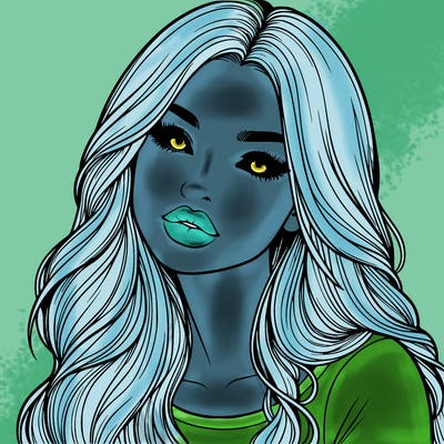 realistic girl with hair on her hair and lips