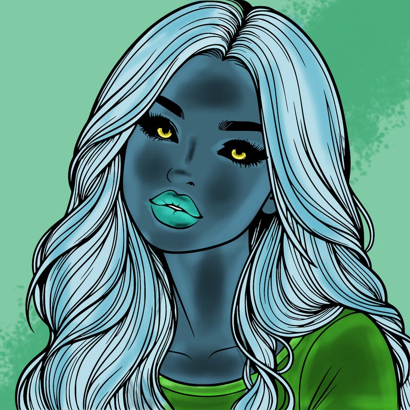 realistic girl with hair on her hair and lips