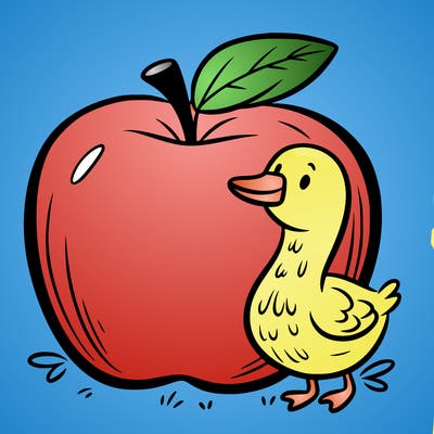 a apple with a geese