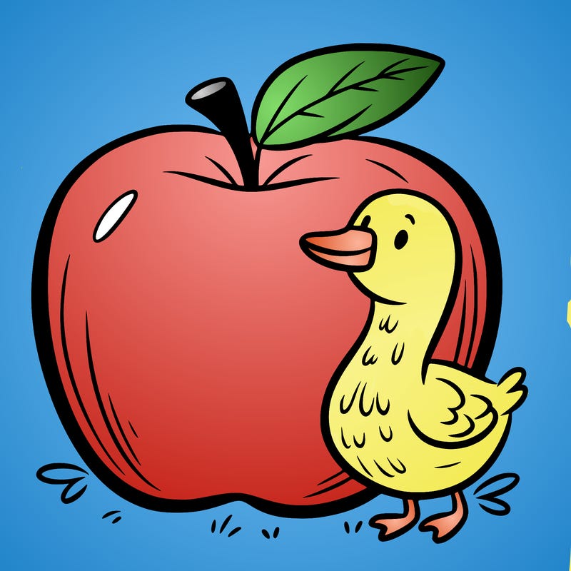 a apple with a geese