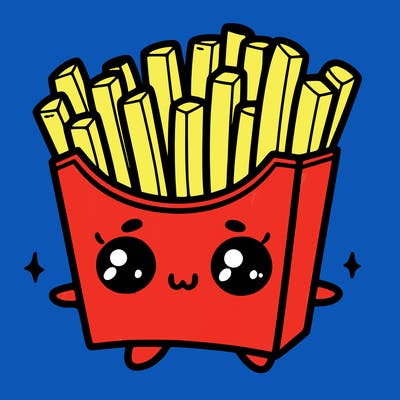 a cute. french fries