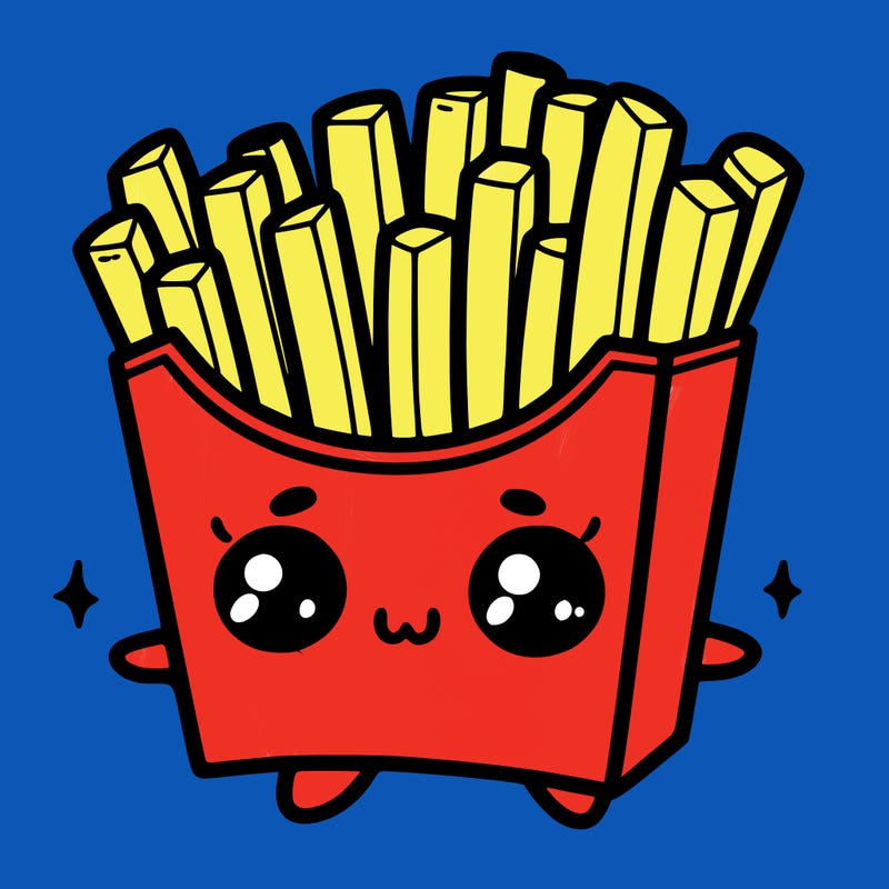 a cute. french fries