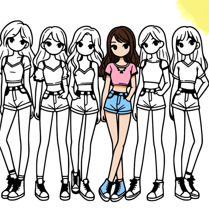 a group of girls wearing crop tops and shorts