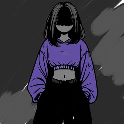 realistic girl faceless with baggy pants and a crop top