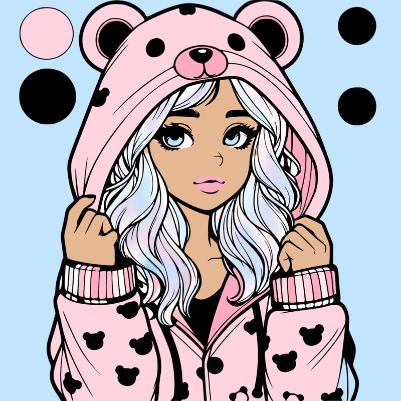 realistic girl in a animal pjs hoodie
