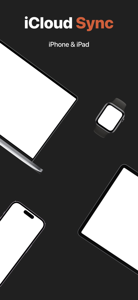 iSetting-Lock App & Hide App - iCloud Sync feature illustration showing compatibility across iPhone iPad and other Apple devices