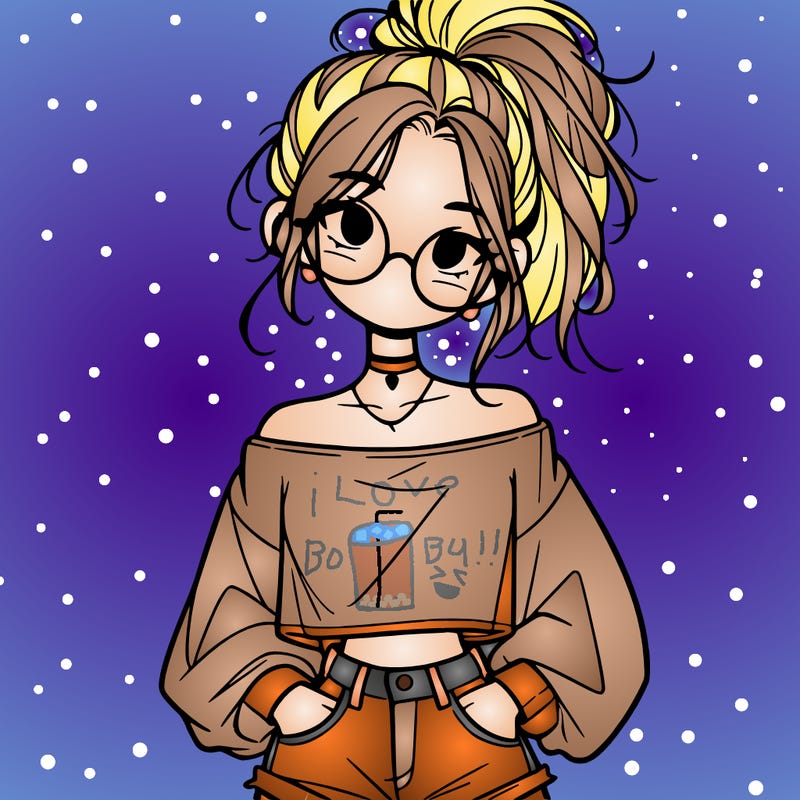 girl with a messy ponytail glasses a baggy crop top and jean shorts