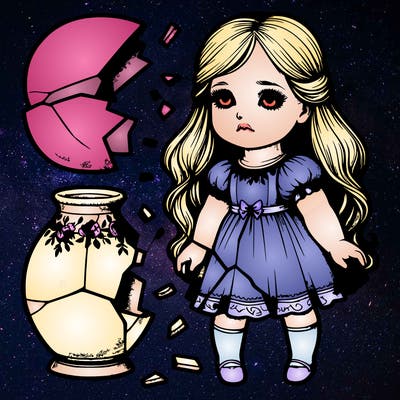 realistic broken porcelain doll