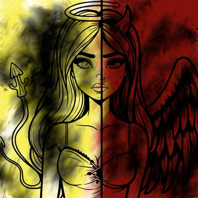 devil vs angel realistic girl