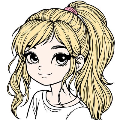 realistic girl with ponytail
