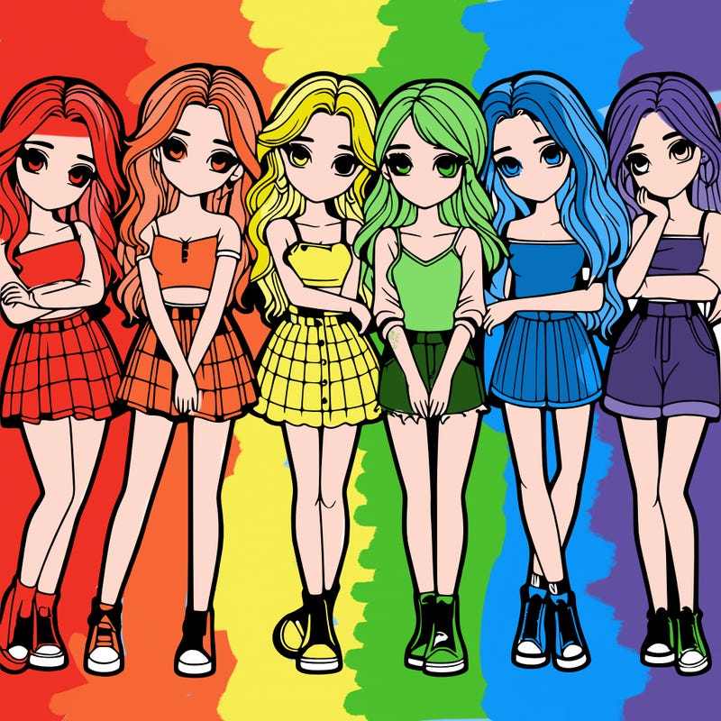 a group of girls realistic