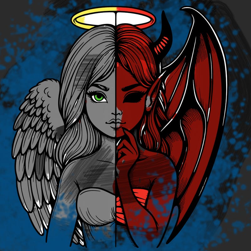 realistic angel half demon