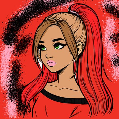 realistic girl with a high ponytail