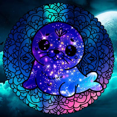 a cute baby seal mandala