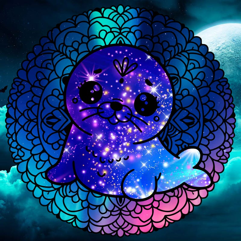 a cute baby seal mandala