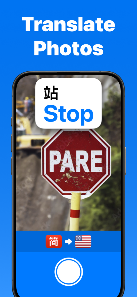 Translator +ㅤ - Screenshot of Translator plus app showing photo translation of a road sign