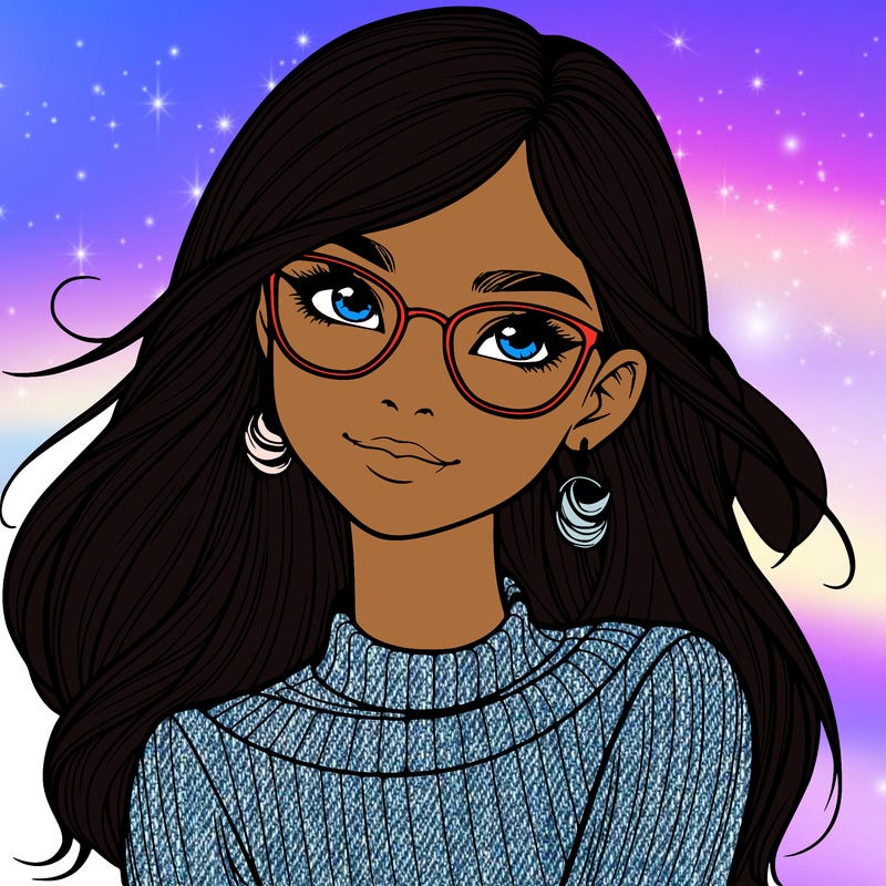 realistic girl with glasses