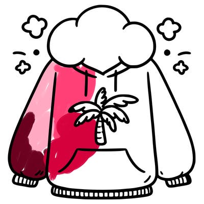 pink palm puff hoodie