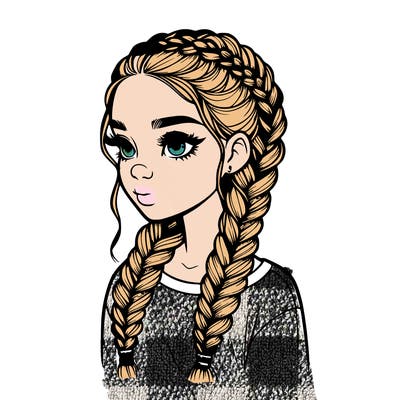 realistic girl with braids