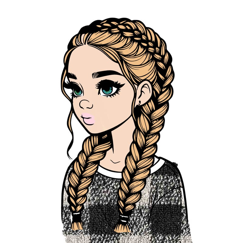 realistic girl with braids