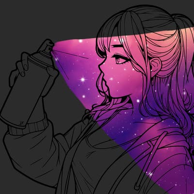 a realistic girl spray, painting