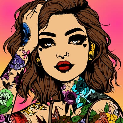 realistic girl with tattoos all over