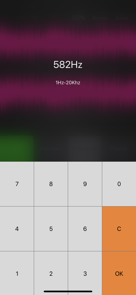 Signal Generator - Wave - Manual frequency input screen for the Signal Generator app