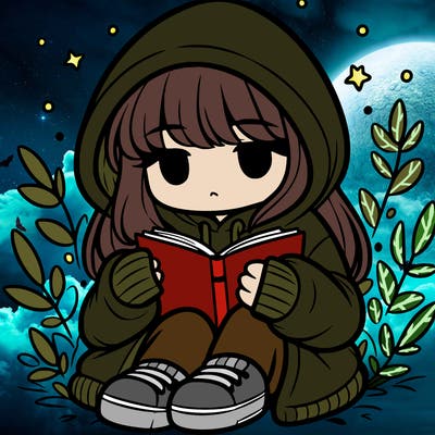 girl in oversized hoodie reading a book