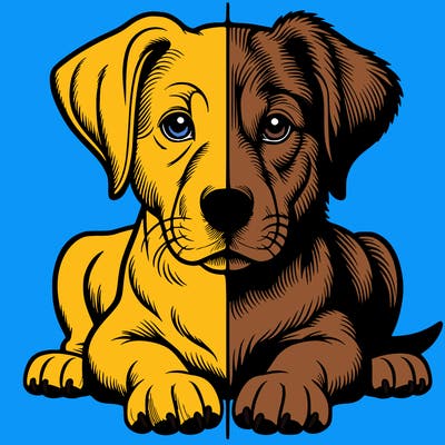 realistic dog split picture