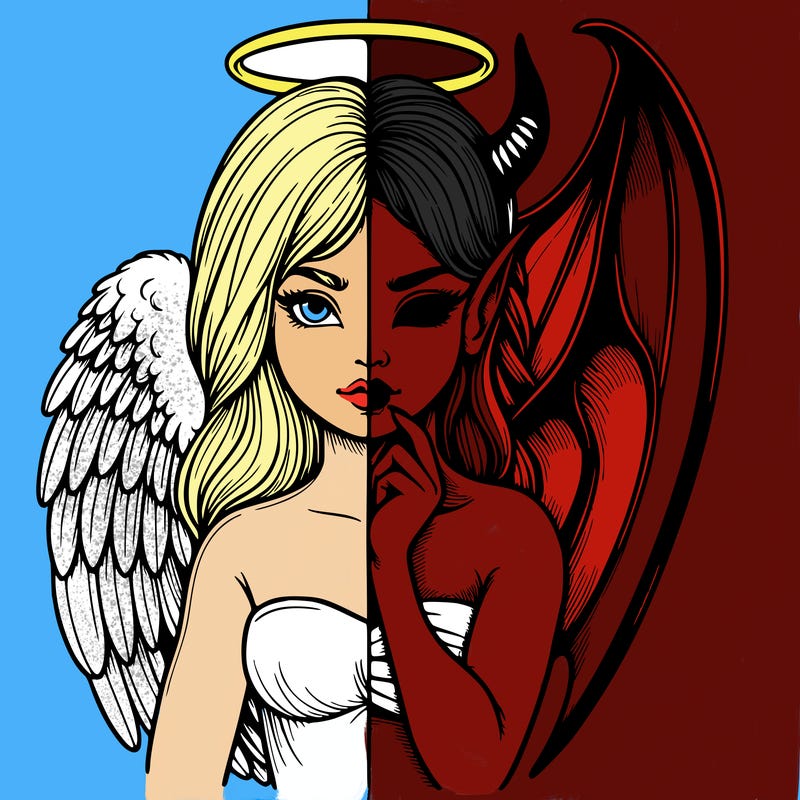 realistic angel half demon