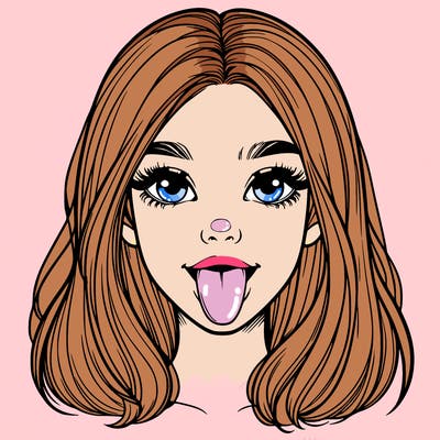 realistic girl with her tongue out