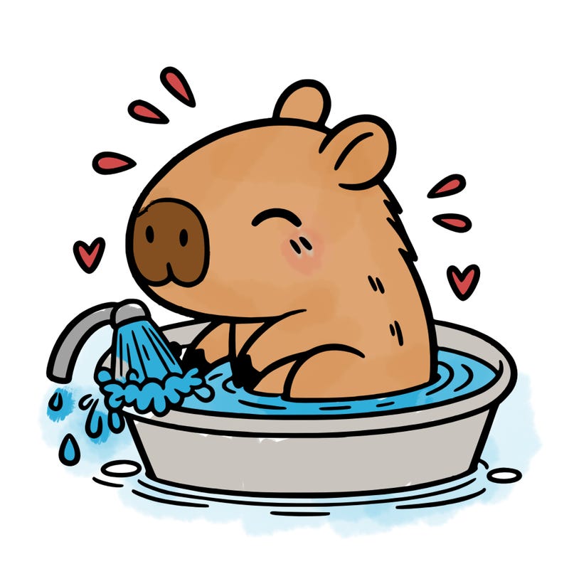 capybara taking a bath