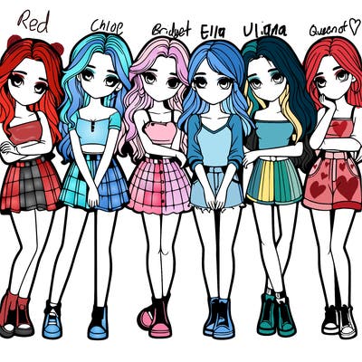 a group of girls realistic