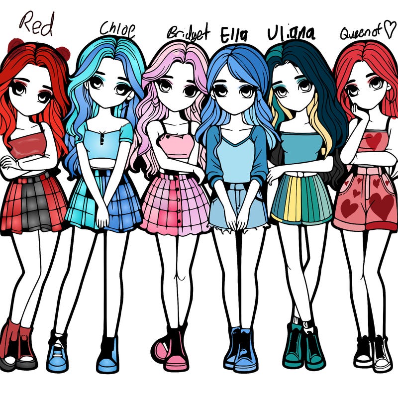 a group of girls realistic